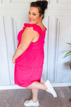 Load image into Gallery viewer, Lots To Love Fuchsia Smocked Flutter Sleeve Tiered Midi Dress