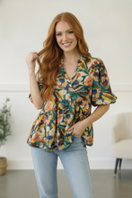 Load image into Gallery viewer, Painted Floral Jungle Blouse
