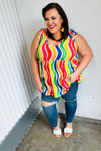 Load image into Gallery viewer, Multicolor Wavy Stripe Shoulder Tie Detail Top