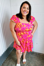 Load image into Gallery viewer, Fuchsia & Orange Tropical Floral Square Neck Dress