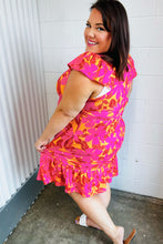 Load image into Gallery viewer, Fuchsia & Orange Tropical Floral Square Neck Dress