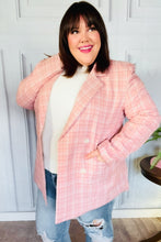 Load image into Gallery viewer, Get To It Pink Plaid Double Breasted Collar Lapel Blazer