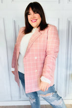 Load image into Gallery viewer, Get To It Pink Plaid Double Breasted Collar Lapel Blazer