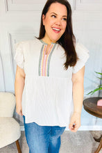 Load image into Gallery viewer, Weekend Ready Taupe Embroidered Notched Neck Babydoll Top
