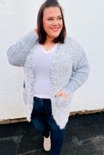 Load image into Gallery viewer, Leading Lady Slate Blue Two Tone Fuzzy Soft Brushed Cardigan