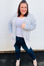 Load image into Gallery viewer, Leading Lady Slate Blue Two Tone Fuzzy Soft Brushed Cardigan