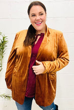 Load image into Gallery viewer, Holiday Stunner Rust Velvet Lapel Blazer