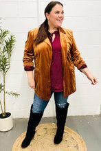 Load image into Gallery viewer, Holiday Stunner Rust Velvet Lapel Blazer