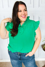 Load image into Gallery viewer, Glamorous In Kelly Green Textured Ruffle Mock Neck Top