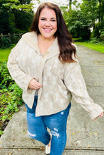 Load image into Gallery viewer, Autumn Vibes Taupe Textured Cable Knit Collared Cardigan