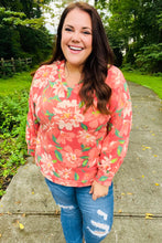 Load image into Gallery viewer, Feeling Femme Red Floral Brushed Hacci Sweater Top