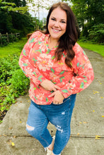 Load image into Gallery viewer, Feeling Femme Red Floral Brushed Hacci Sweater Top