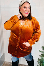 Load image into Gallery viewer, Dazzling Rust Velvet Button Down Tunic Top