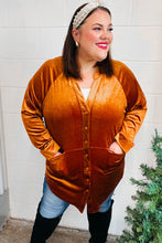 Load image into Gallery viewer, Dazzling Rust Velvet Button Down Tunic Top