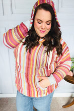 Load image into Gallery viewer, Be Bold Coral & Sienna Stripe Pullover Notched Neck Hoodie
