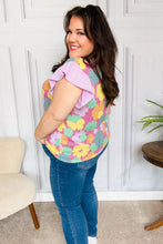 Load image into Gallery viewer, Feeling Playful Fuchsia Floral Textured Ruffle Sleeve Top