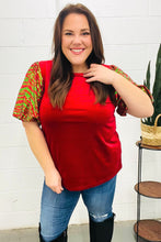 Load image into Gallery viewer, Warmest Wishes Red & Green Sequin Puff Sleeve Velvet Top
