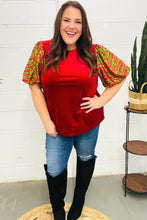 Load image into Gallery viewer, Warmest Wishes Red & Green Sequin Puff Sleeve Velvet Top