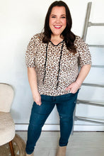 Load image into Gallery viewer, Everyday Animal Print Collar Notch Front Tie Knit Top