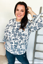 Load image into Gallery viewer, Vintage Chic Navy & Ivory Three-Quarter Bow Sleeve Contrast Stripe Blouse