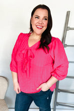Load image into Gallery viewer, Stay With Me Pink V Neck Ribbon Bow Babydoll Woven Blouse