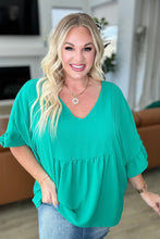 Load image into Gallery viewer, ANDREE BY UNIT- Airflow Peplum Ruffle Sleeve Top in Emerald