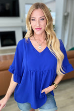 Load image into Gallery viewer, ANDREE BY UNIT- Airflow Peplum Ruffle Sleeve Top in Royal Blue