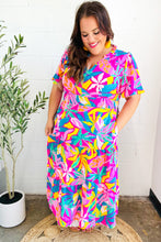Load image into Gallery viewer, Tropical Trance Fuchsia Floral Smocked Waist Maxi Dress