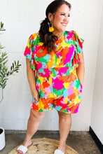 Load image into Gallery viewer, Under The Sun Abstract Floral Smocked Waist V Neck Flutter Sleeve Romper