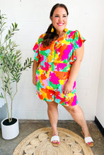 Load image into Gallery viewer, Under The Sun Abstract Floral Smocked Waist V Neck Flutter Sleeve Romper