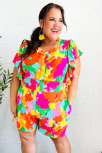 Load image into Gallery viewer, Under The Sun Abstract Floral Smocked Waist V Neck Flutter Sleeve Romper