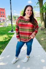 Load image into Gallery viewer, Perfectly You Olive & Mauve Stripe Two-Tone Banded Sweater Top
