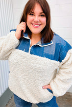 Load image into Gallery viewer, Good Vibes Denim & Ivory Patchwork Sherpa Half Zip Pullover
