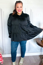 Load image into Gallery viewer, Perfectly You Black Button Down Tiered Babydoll Satin Top