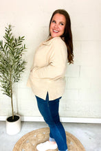 Load image into Gallery viewer, Easy Living Oatmeal Textured Knit Notch Neck Oversized Collar Sweater