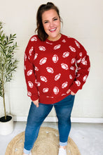 Load image into Gallery viewer, Game Day Red Football Print Jacquard Knit Sweater