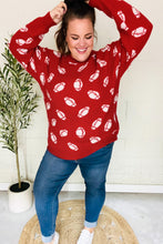 Load image into Gallery viewer, Game Day Red Football Print Jacquard Knit Sweater