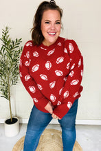 Load image into Gallery viewer, Game Day Red Football Print Jacquard Knit Sweater
