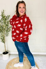 Load image into Gallery viewer, Game Day Red Football Print Jacquard Knit Sweater