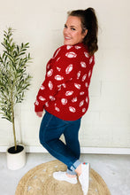 Load image into Gallery viewer, Game Day Red Football Print Jacquard Knit Sweater