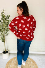 Load image into Gallery viewer, Game Day Red Football Print Jacquard Knit Sweater