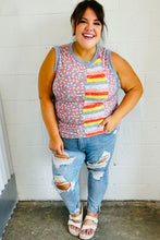 Load image into Gallery viewer, Coral & Denim Stripe Floral Print Tank Top