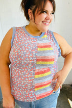 Load image into Gallery viewer, Coral & Denim Stripe Floral Print Tank Top