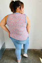 Load image into Gallery viewer, Coral & Denim Stripe Floral Print Tank Top