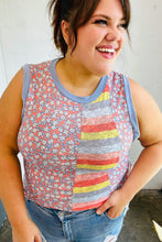 Load image into Gallery viewer, Coral & Denim Stripe Floral Print Tank Top