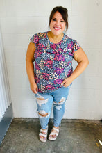 Load image into Gallery viewer, Navy Floral Print Frilled Short Sleeve Yoke Top