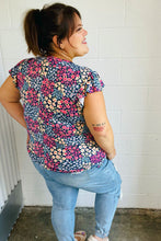 Load image into Gallery viewer, Navy Floral Print Frilled Short Sleeve Yoke Top
