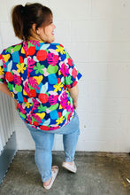 Load image into Gallery viewer, Time For Sun Navy Multicolor Tropical Print V Neck Top