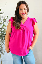 Load image into Gallery viewer, Summer Days Fuchsia Banded V Neck Flutter Sleeve Top