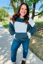 Load image into Gallery viewer, Adorable In Hunter Green Color Block Check Print Terry Hoodie